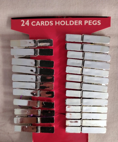 Silver card holder pegs - 24,