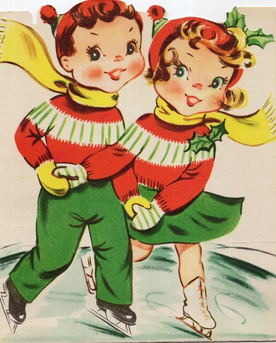 Vintage christmas card ice - christmas,